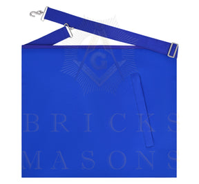 Chaplain Blue Lodge Officer Apron - Blue Ribbon With Machine Embroidery Customizable Flap - Bricks Masons