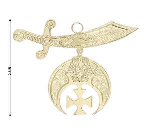 Shriners Collar Jewel - Pure Brass Gold Plated - Bricks Masons