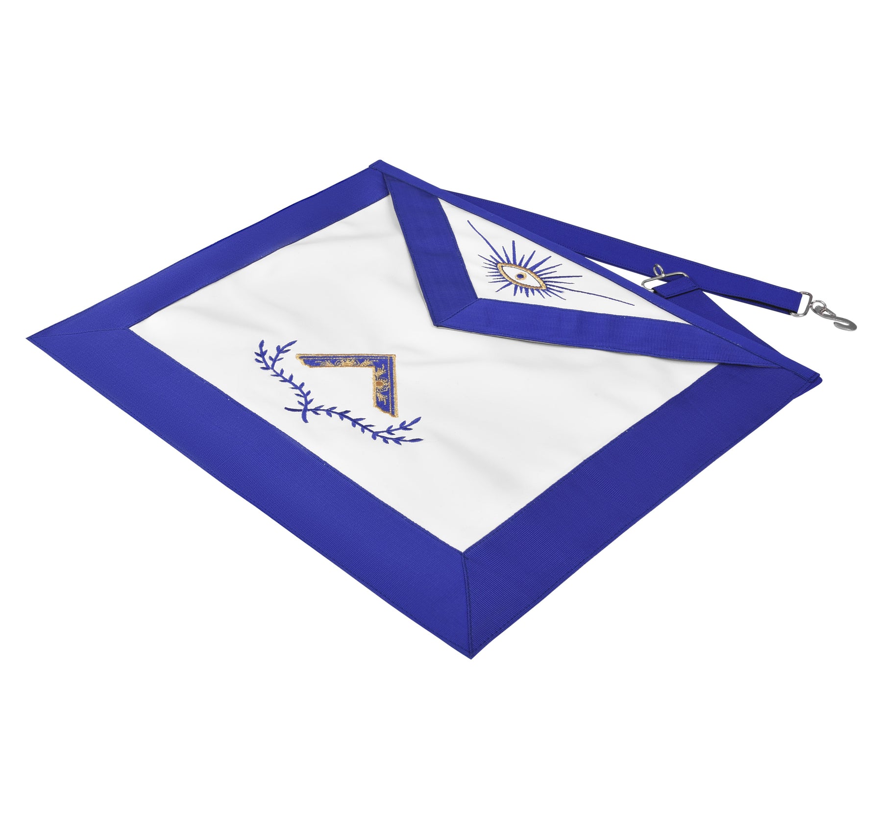 Worshipful Master Blue Lodge Officer Apron - Machine Embroidered Square with Laurel - Bricks Masons