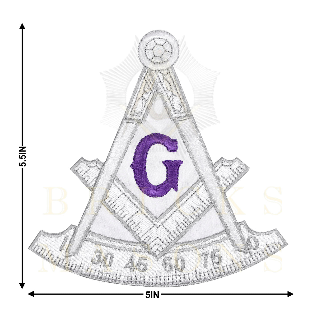 Past Master Blue Lodge Patch - White Bullion Purple G - Bricks Masons