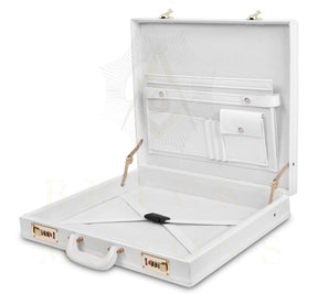 OES Apron Case - White Imitation Leather Machine Embroidery Gold Star