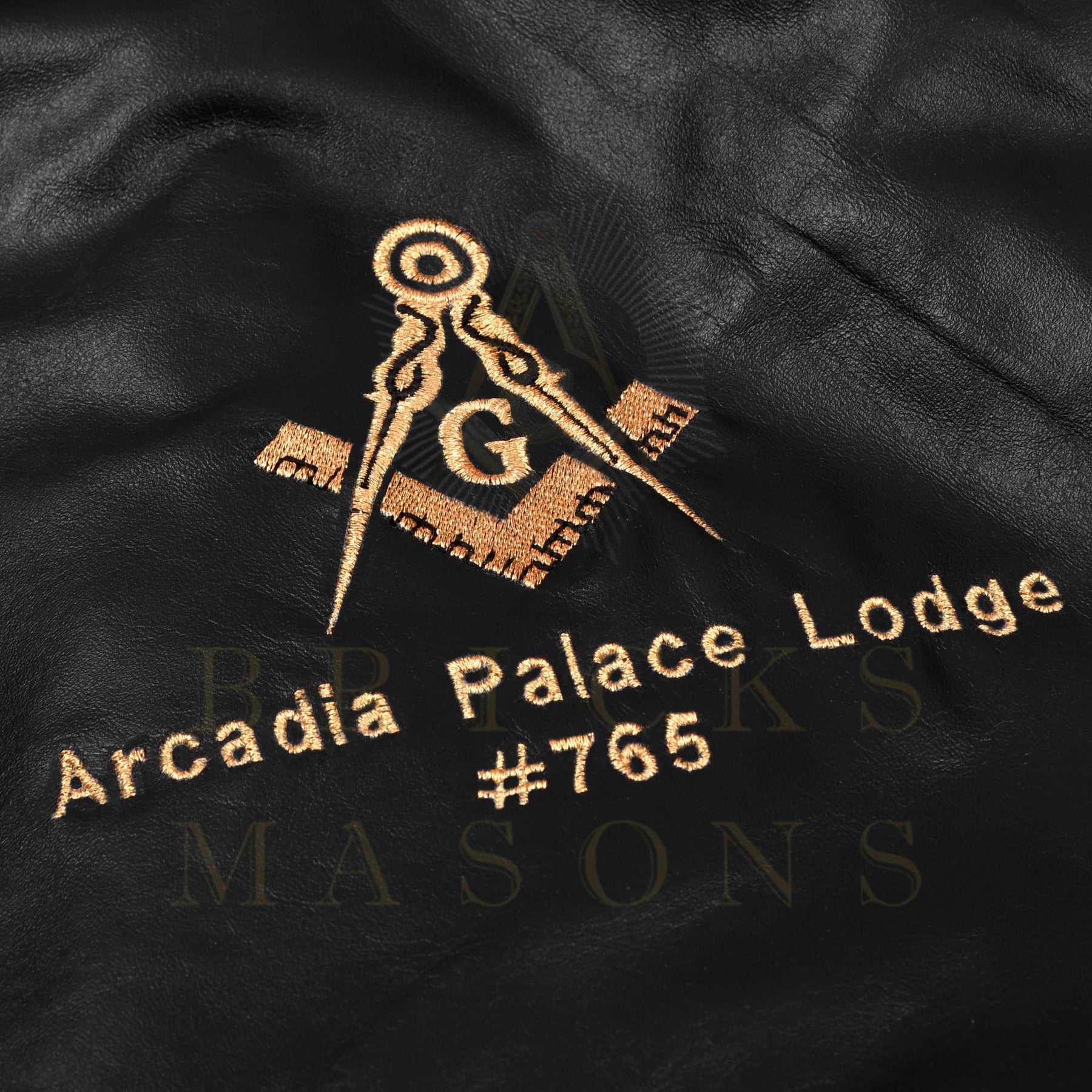 Master Mason Blue Lodge Jacket - Black Leather With Customizable Gold Embroidery
