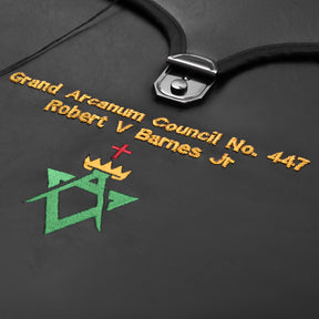 Past Sovereign Master Allied Masonic Degrees Apron Case - Personalized Black Imitation Leather MM, WM, Provincial