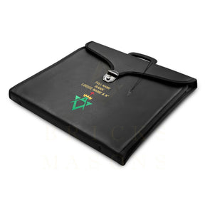 Past Sovereign Master Allied Masonic Degrees Apron Case - Personalized Black Imitation Leather MM, WM, Provincial