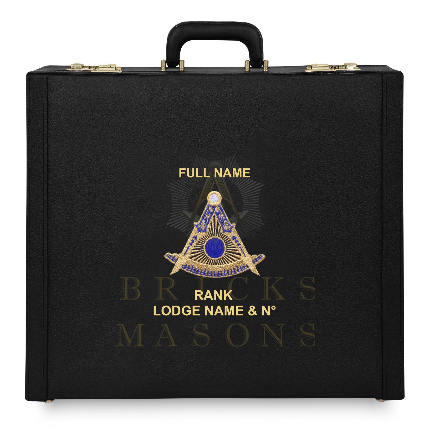 Past Master Blue Lodge Apron Case - Gold & Blue Machine Embroidery Various Sizes & Materials - Bricks Masons
