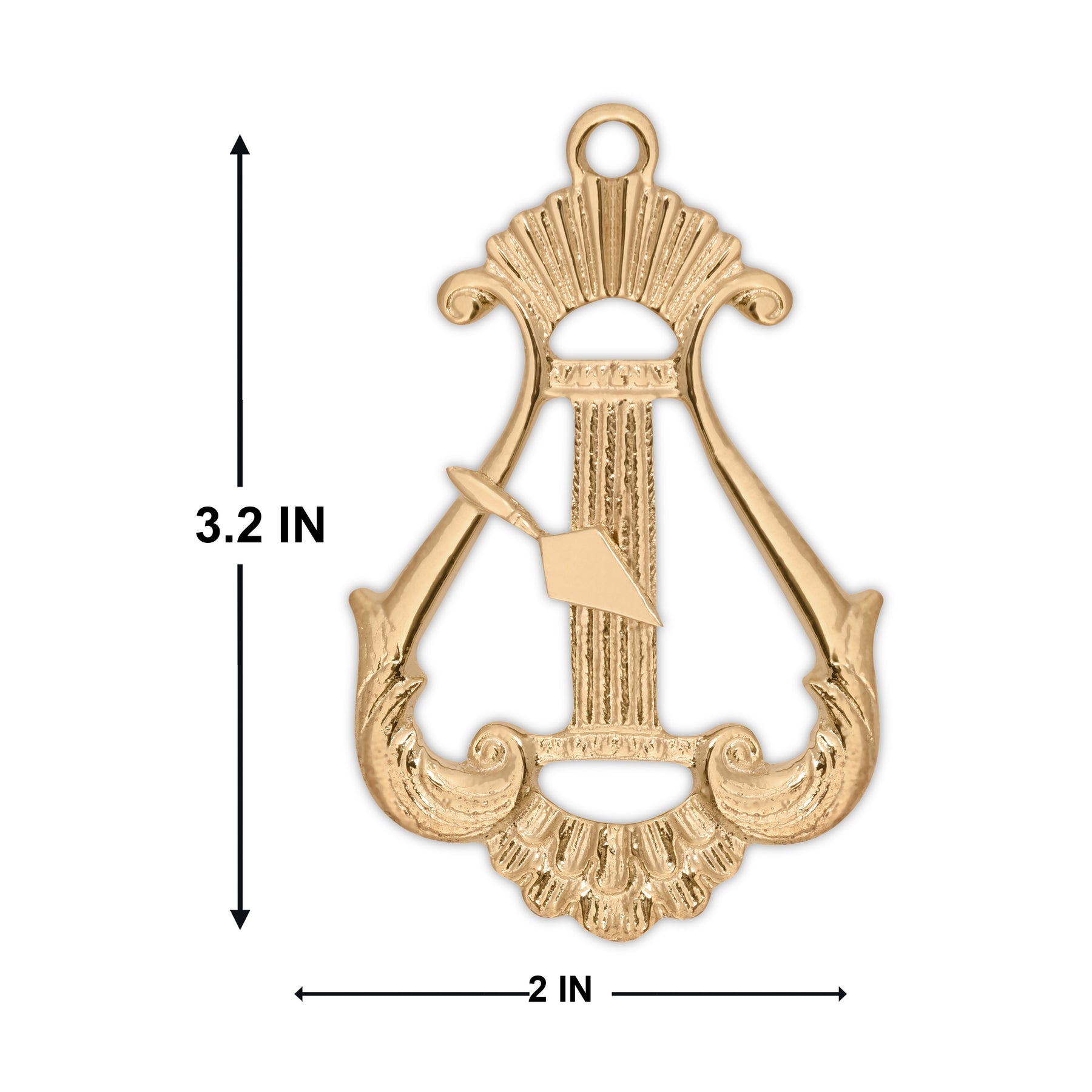 Organist Royal & Select Masters Officer Collar Jewel - Gold Plated Lyre - Bricks Masons