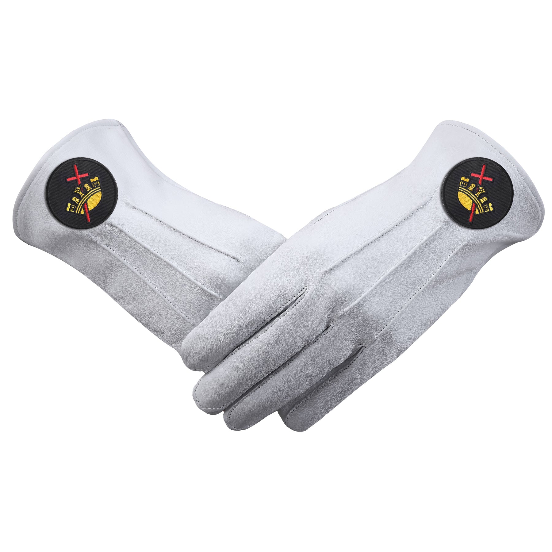 Knights Templar Commandery Glove - Leather With Black Patch - Bricks Masons