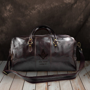 Master Mason Blue Lodge Travel Bag - Handmade Genuine Leather