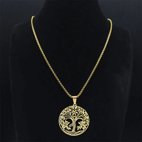 Ancient Israel Necklace - Tree of Life Stainless Steel - Bricks Masons