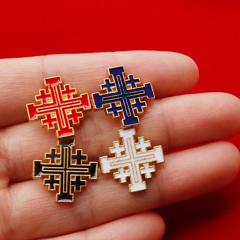 Knights Templar Commandery Brooch - Jerusalem Cross Alloy - Bricks Masons