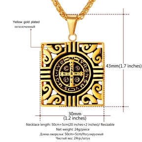 Knights Templar Commandery Necklace - Saint Benedict Pendant Stainless Steel - Bricks Masons