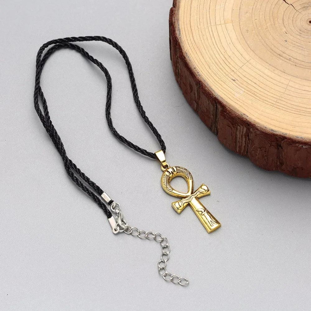 Ancient Egypt Necklace - Ankh Cross Copper Charm - Bricks Masons