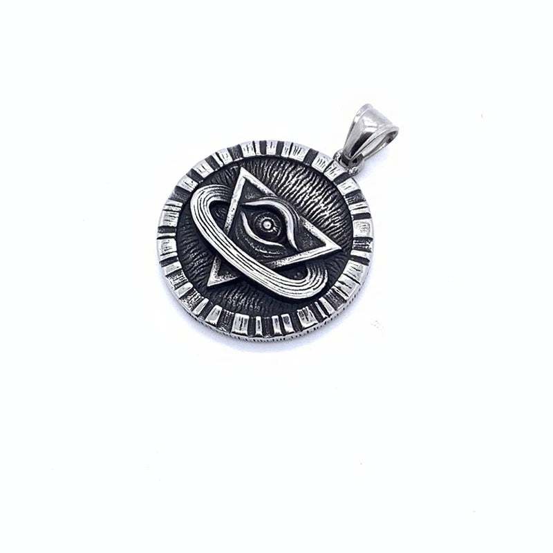 Eye Of Providence Pendant - 316L Stainless Steel Round Shape - Bricks Masons