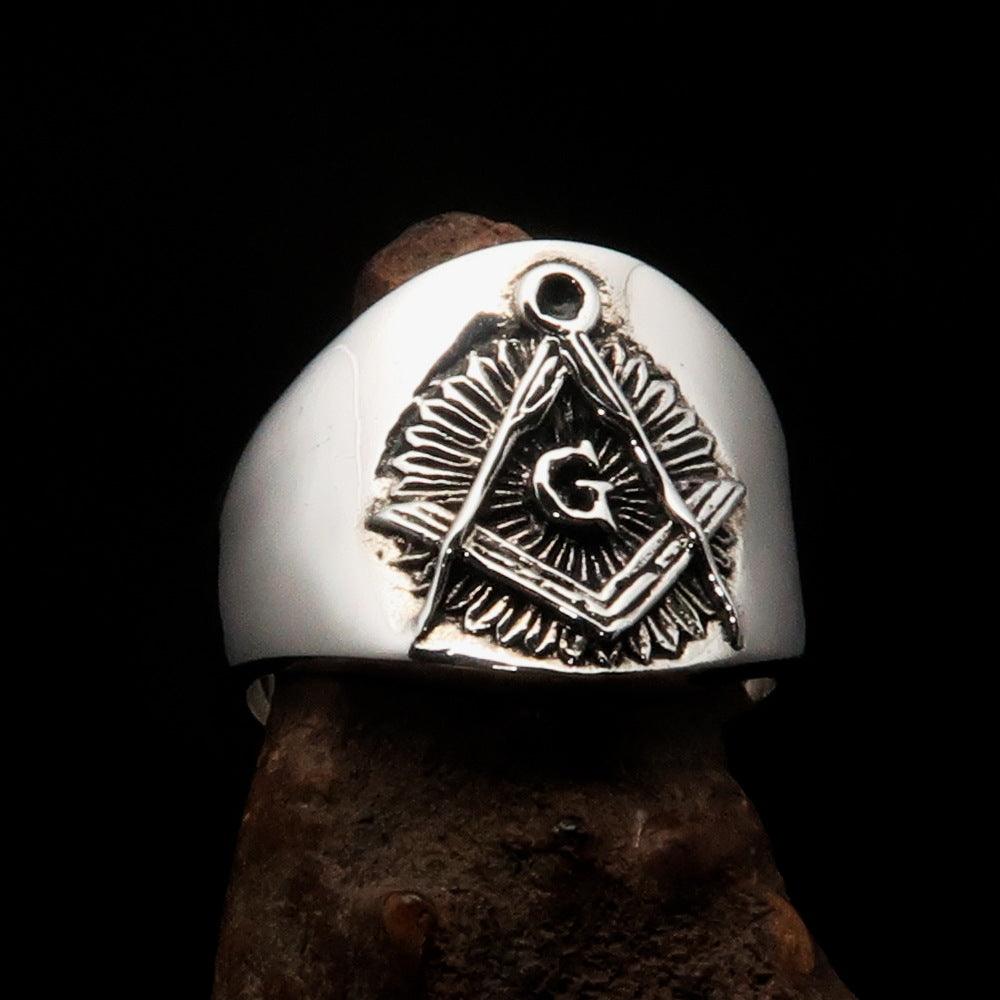 Master Mason Blue Lodge Ring - Square & Compass G Sterling Silver