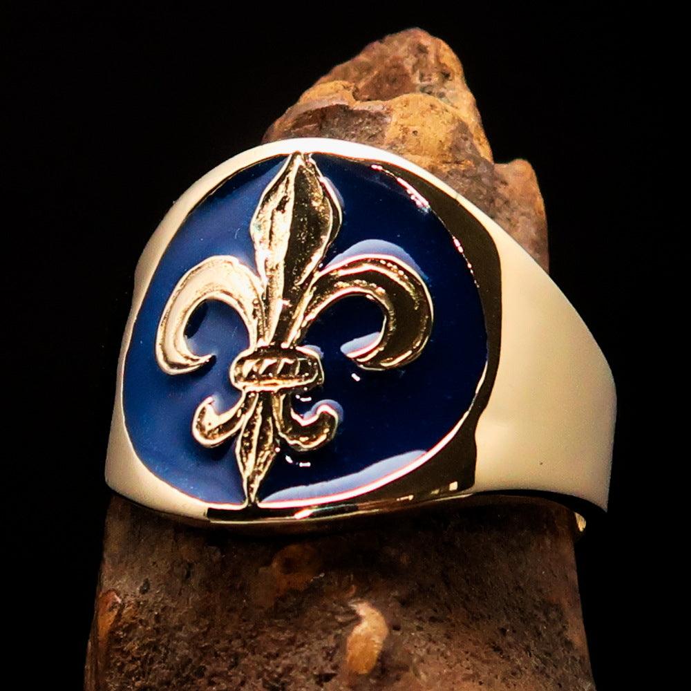 Knights Templar Commandery Ring - Blue Knight Fleur De Lis Cross