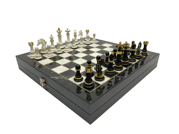 33rd Scottish Rite Chess Set - Wings Up Black Marble Pattern - Bricks Masons