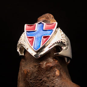 Knights Templar Commandery Ring - Flag of Norway Blue Cross On Red