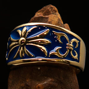 Knights Templar Commandery Ring - Blue & Gold Brass Cross