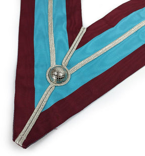 Past Master Mark Collar - Sky Blue & Maroon Moire - Bricks Masons