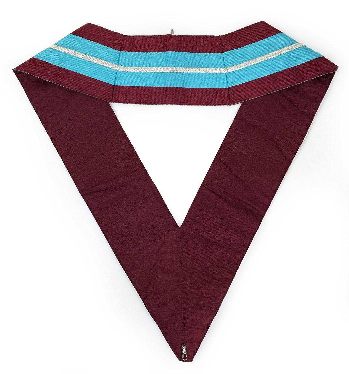 Past Master Mark Collar - Sky Blue & Maroon Moire - Bricks Masons