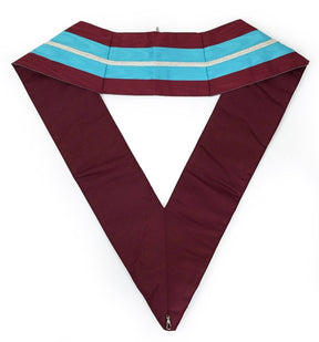 Past Master Mark Collar - Sky Blue & Maroon Moire - Bricks Masons