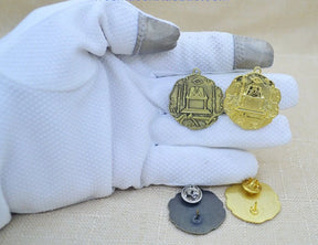 Master Mason Blue Lodge Lapel Pin - Bronze And Gold Plated Lodge Dual-Purpose Pendant - Bricks Masons