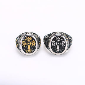 Knights Templar Commandery Ring - Gold Titanium Steel Polished - Bricks Masons