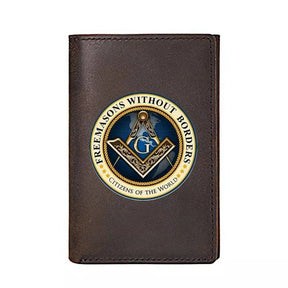 Master Mason Blue Lodge Wallet - Genuine Leather Free and Accepted Masons and Credit Card Holder