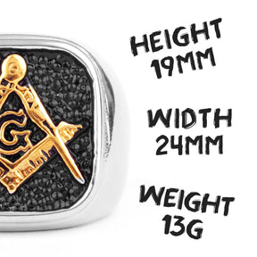 Master Mason Blue Lodge Ring - Classic Compass & Square