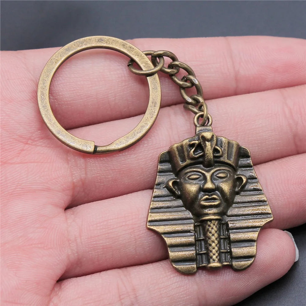 Ancient Egypt Keychain - Pharaoh Portrait Zinc Alloy Plated - Bricks Masons