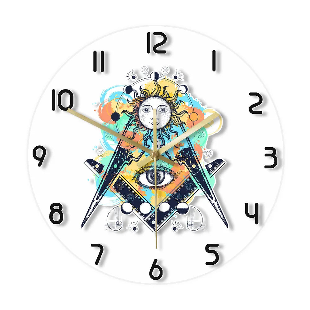 Master Mason Blue Lodge Clock - LED Printed All Seeing Eye
