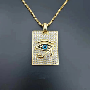 Ancient Egypt Necklace - Eye Of HorusGold Color Stainless Steel - Bricks Masons