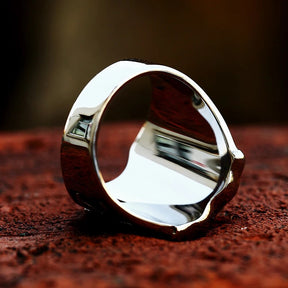 Knights Templar Commandery Ring - Stainless Steel With Red Cross - Bricks Masons