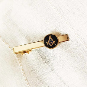 Master Mason Blue Lodge Tie Clip - Gold Bar With Black - Bricks Masons