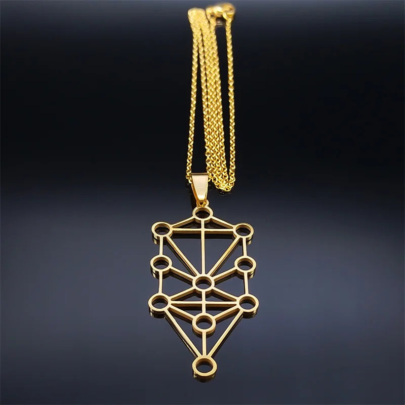 Ancient Israel Necklace - Stainless Steel Gold Color Kabbalah - Bricks Masons