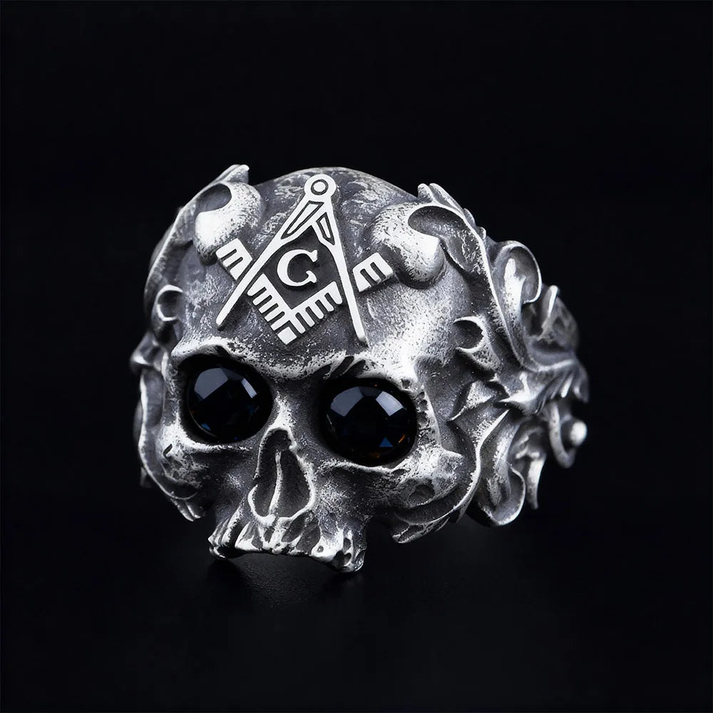 Master Mason Blue Lodge Ring - Sterling Silver Ring Square & Compass G