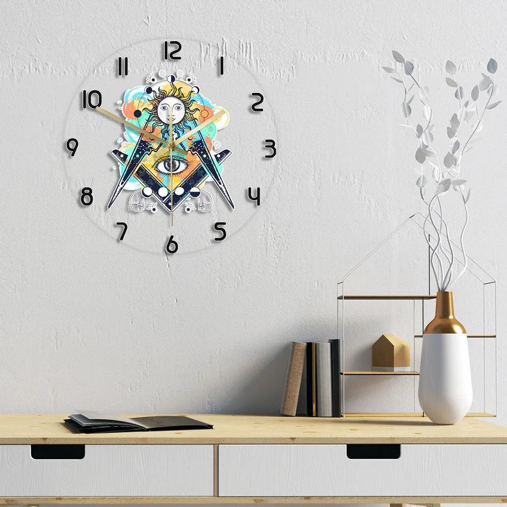 Master Mason Blue Lodge Clock - LED Printed All Seeing Eye