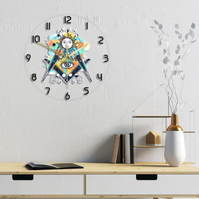 Master Mason Blue Lodge Clock - LED Printed All Seeing Eye