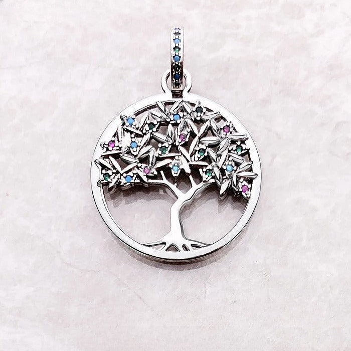 Ancient Israe Pendant - Colorful Tree 925 Sterling Silver - Bricks Masons