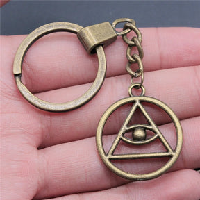 New Fashion Men Keychain DIY Metal Holder Chain Vintage Antique Bronze Color 32x28mm All-Seeing Eye Pendant Gift - Bricks Masons