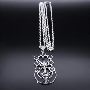 Kabbalah Sephirot Tree of Life Crescent Moon Necklace Cabala Stainless Steel - Bricks Masons