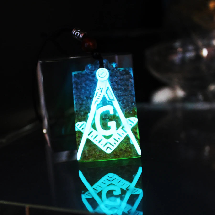 Collier Master Mason Blue Lodge - Carré Lumineux & Boussole G Cristal