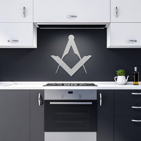 Master Mason Blue Lodge Wall Monogram - Square and Compass Die Cut Metal - Bricks Masons