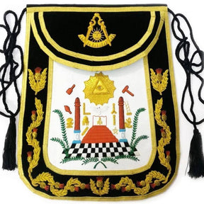 Past Master Blue Lodge Apron - Black Chenille with Gold Braid