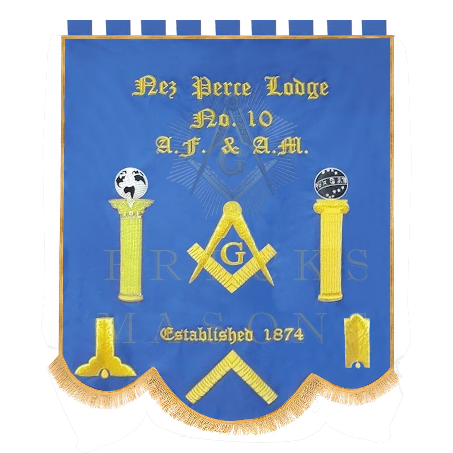 Master Mason Blue Lodge Banner - Blue Personalized Machine Embroidery