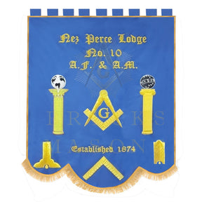 Master Mason Blue Lodge Banner - Blue Personalized Machine Embroidery