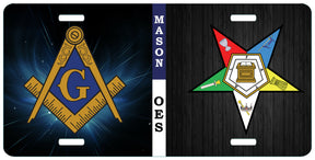 OES Master Mason Blue Lodge License Plate Frame - Lightweight Aluminum - Bricks Masons