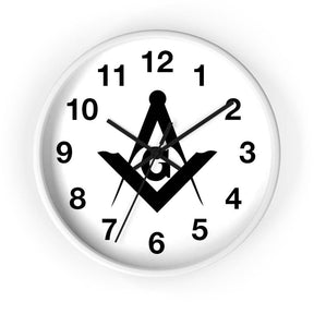 Master Mason Blue Lodge Clock - Wooden Frame Square & Compass G