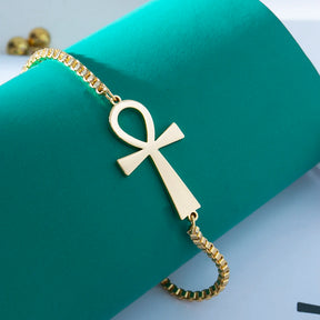 Ancient Egypt Bracelet - Ankh Cross Stainless Steel - Bricks Masons