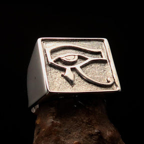 Ancient Egypt Keychain - Squared Eye of Horus Sterling Silver - Bricks Masons